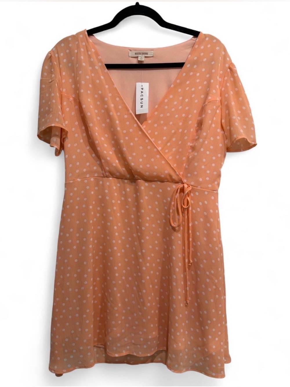 NWT PACSUN PEACH POLKA DOT MINI DRESS WITH TIE WAIST